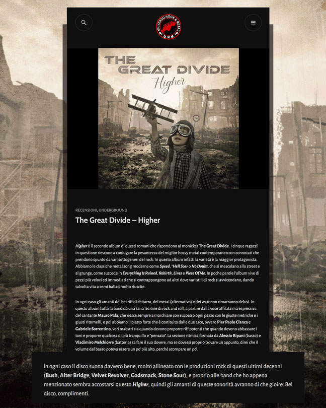 The Great Divide-Higher-review by Universo Rock e Metal