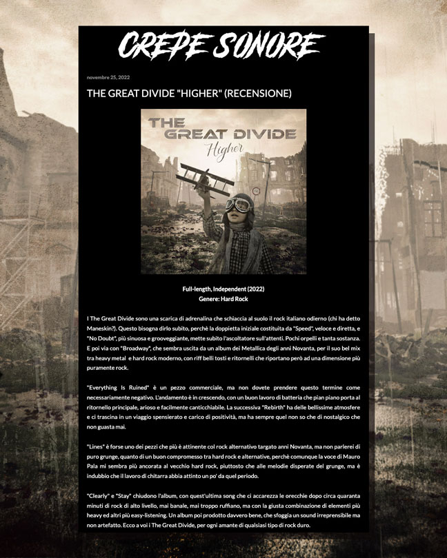 The Great Divide-Higher-review by Crepe Sonore